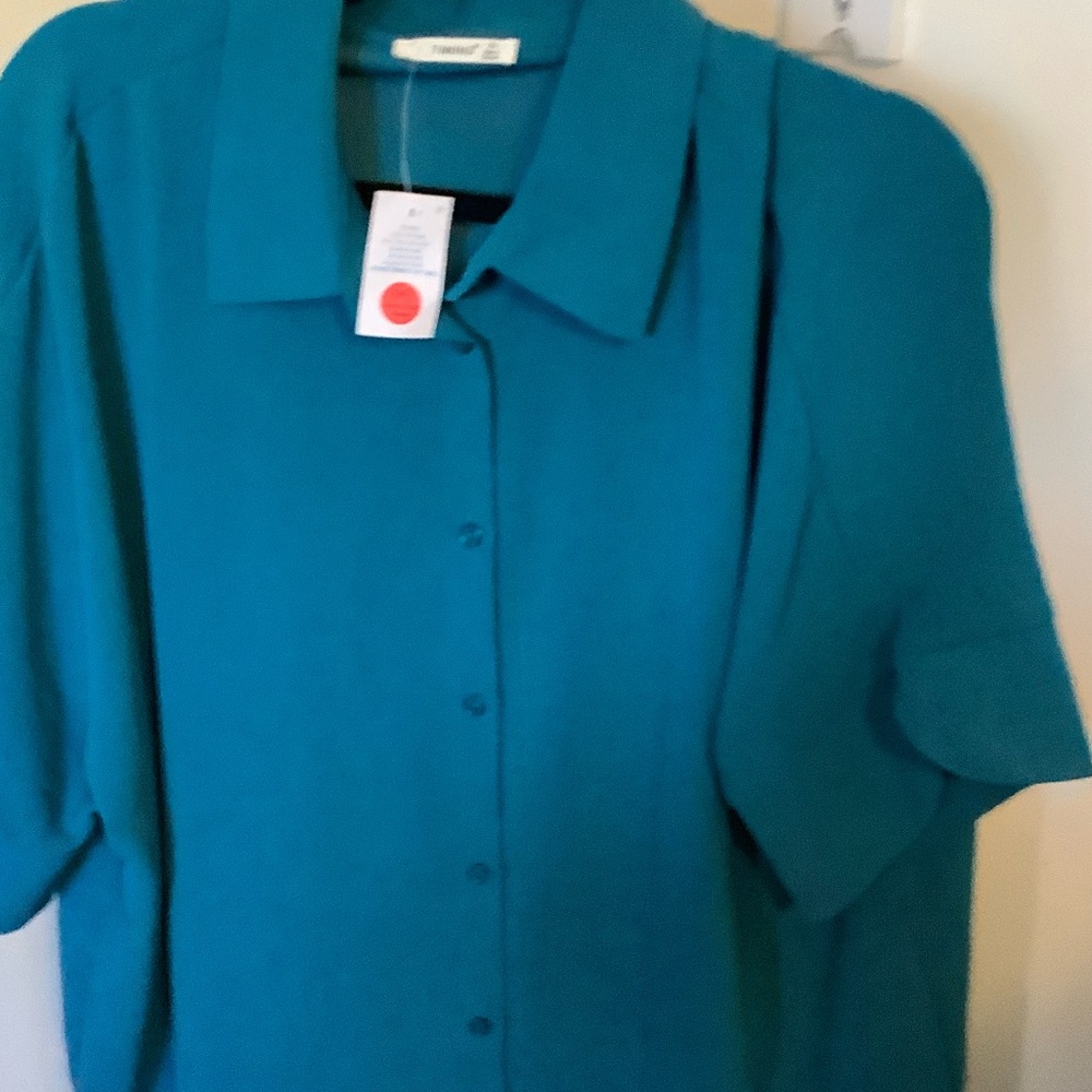 Timing Teal Button-Down Blouse - Picture 4 of 7